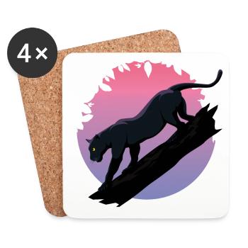 Schwarzer Tier-Panther aus dem Dschungel - Untersetzer (4er-Set) - Weiß - Vorne