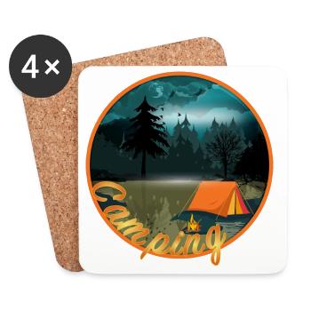 camping sauvagement romantique avec romance de feu de camp - Dessous de verre (lot de 4) - blanc - Devant