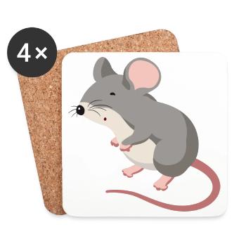 Maus Illustration – handgezeichnetes Tiermo - Coasters (set of 4) - white - Front