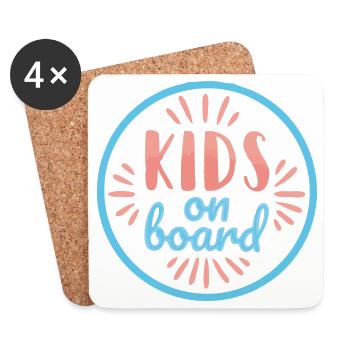 Kids on board - Dessous de verre (lot de 4) - blanc - Devant