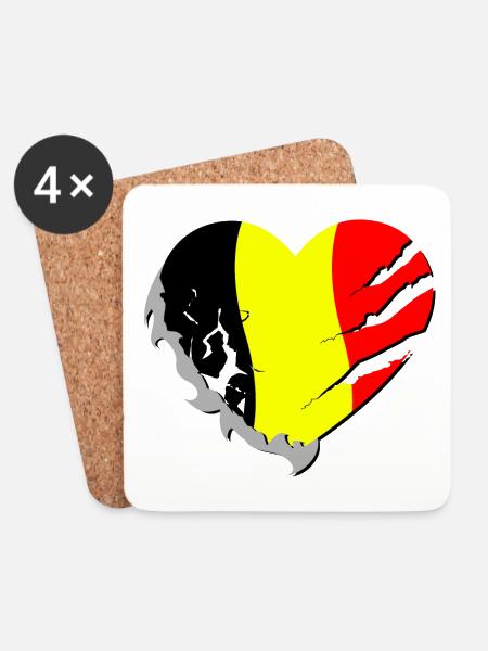 Belgie - Belgium - Belgium - Coasters (set of 4) - white