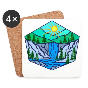 Natur Wasserfall Umwelt Bäume - Untersetzer (4er-Set) - Weiß - Vorne