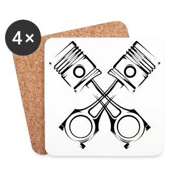 Piston Car Illustration Logo icon Icon Graphic - Coasters (set of 4) - white - Front