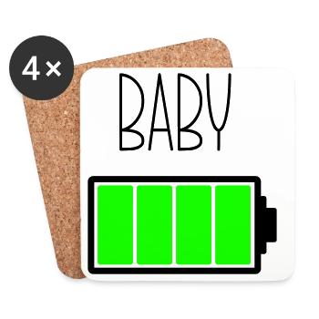 Schlagzeug-Baby - Untersetzer (4er-Set) - Weiß - Vorne