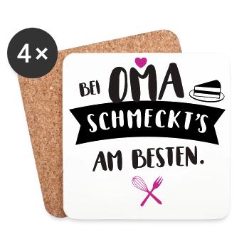 oma köchin schmecken lecker geschenk küche koch lo - Untersetzer (4er-Set) - Weiß - Vorne