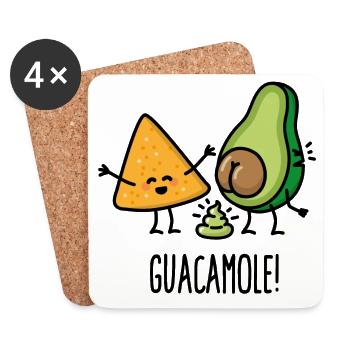 Avocat de la merde guacamole tortilla-chips Keto diète - Dessous de verre (lot de 4) - blanc - Devant