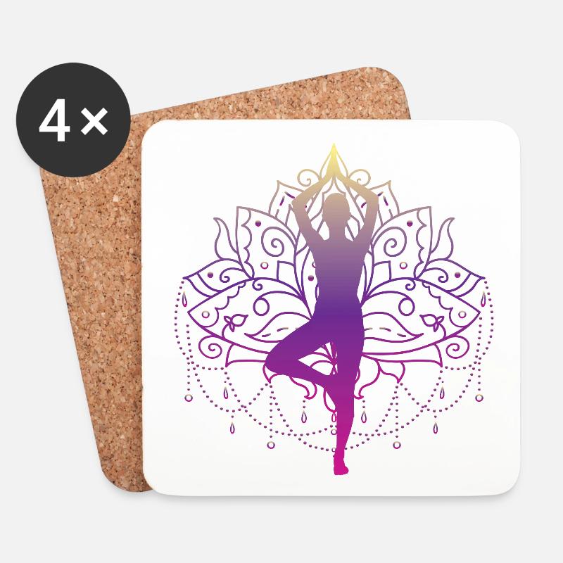 Yoga Baum Zen Mandala Meditation Namaste Geschenk - Untersetzer (4er-Set) - Weiß