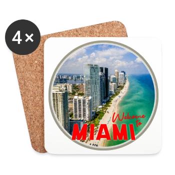 Welcome to Miami Beach and Skyline - Coasters (set of 4) - white - Front