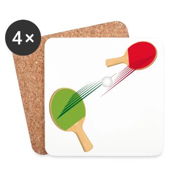two table tennis bats with ball - Coasters (set of 4) - white - Front