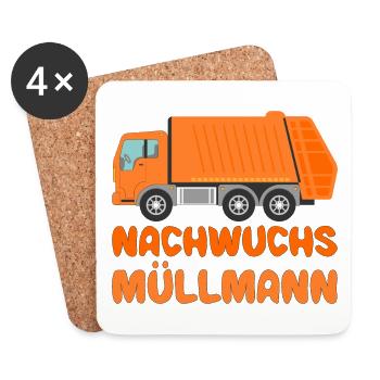Kinder Nachwuchs Müllmann Müllabfuhr - Untersetzer (4er-Set) - Weiß - Vorne