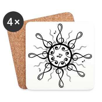 Musique Soleil Clé de musique Notes musicales - Dessous de verre (lot de 4) - blanc - Devant