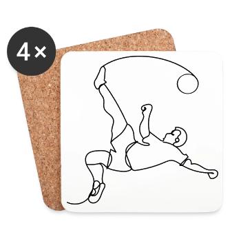 Fußball One Line Art - Untersetzer (4er-Set) - Weiß - Vorne