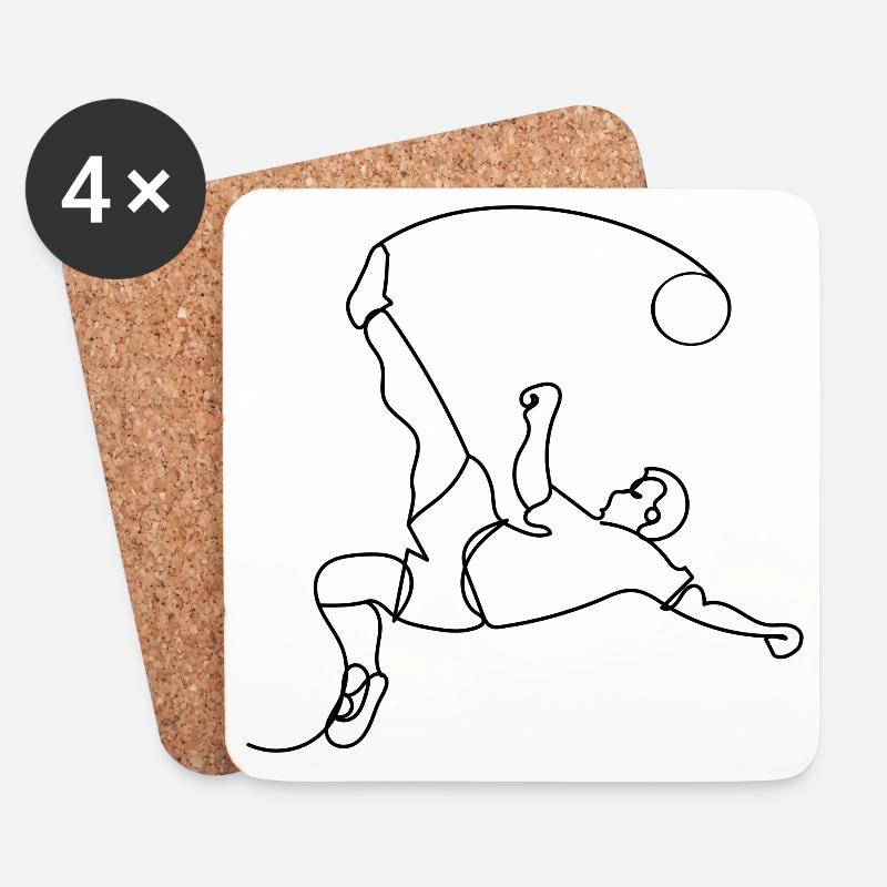 Fußball One Line Art - Untersetzer (4er-Set) - Weiß