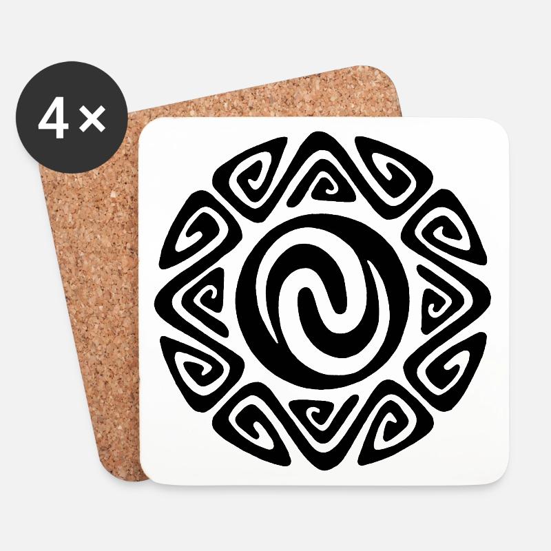 Polynesisches Schwarzes Tribal-Symbol - Untersetzer (4er-Set) - Weiß