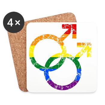 colorful lgbt gay mâle symbole grunge effet - Dessous de verre (lot de 4) - blanc - Devant