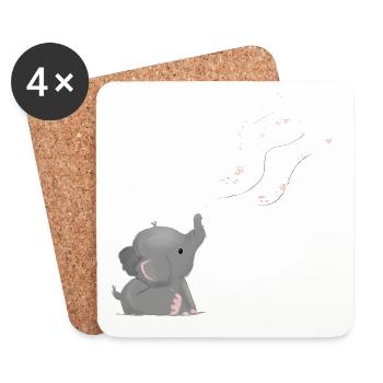 Elephant - Dessous de verre (lot de 4) - blanc - Devant