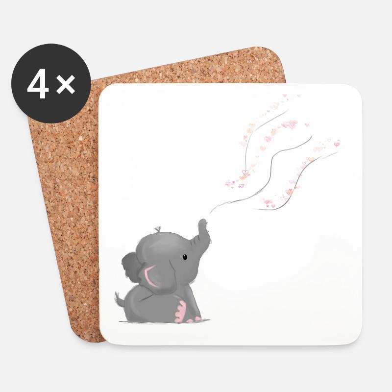 Elephant - Coasters (set of 4) - white