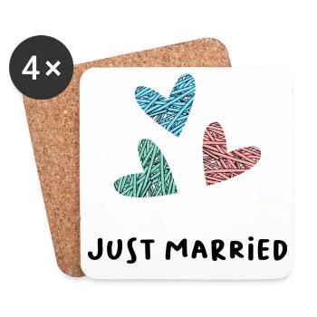 JUST MARRIED. LONG LIVE THE MARYS. VALENTINE'S DAY - Coasters (set of 4) - white - Front