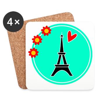 PARIS. CAPITALE. VILLE. FRANCE. PARISIEN. PARISIEN - Dessous de verre (lot de 4) - blanc - Devant