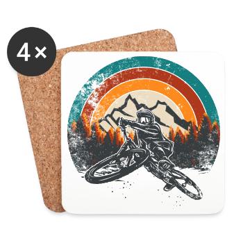 Retro Mountain MTB Sunset - Coasters (set of 4) - white - Front