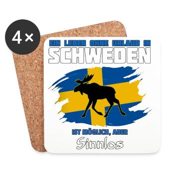 Schweden Meme Design mit Elchsilhouette - Untersetzer (4er-Set) - Weiß - Vorne