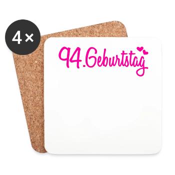 94 Geburtstag Gästebuch 94 Jahre Geschenk - Untersetzer (4er-Set) - Weiß - Vorne