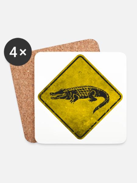Crocodile - Coasters (set of 4) - white