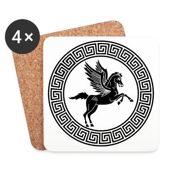 Symbol of the black Pegasus horse - Coasters (set of 4) - white - Front