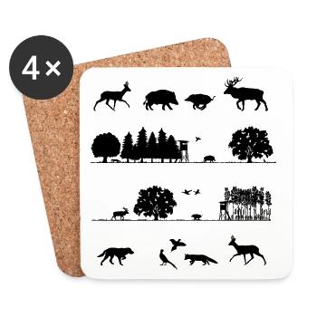 Habitants de la forêt - Dessous de verre (lot de 4) - blanc - Devant