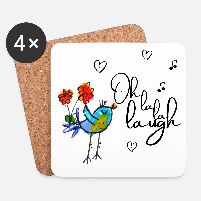 Oh la la laugh - Untersetzer (4er-Set) - Weiß