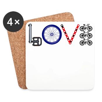Liebe Fahrrad Rad - Untersetzer (4er-Set) - Weiß - Vorne