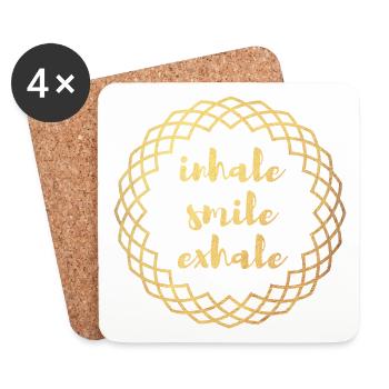 Inhale Exhale Yoga Or Cercle Meditation deluxe om - Dessous de verre (lot de 4) - blanc - Devant