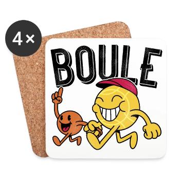 Boule de pétanque avec des cochons aller à la pétanque - Dessous de verre (lot de 4) - blanc - Devant