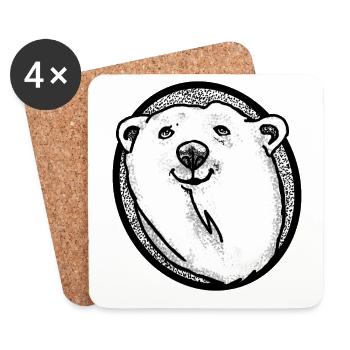 Schmunzelnder Eisbär - Untersetzer (4er-Set) - Weiß - Vorne