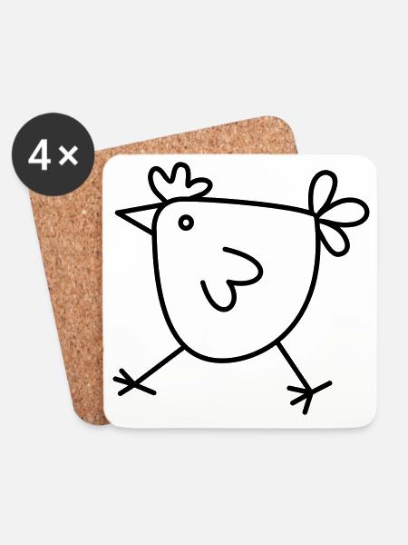 Huhn Henne Geschenk für Hühnerfreunde - Untersetzer (4er-Set) - Weiß