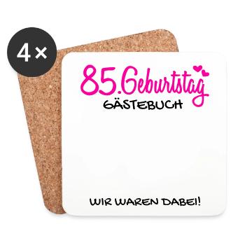 85 Geburtstag Gästebuch Gästeliste - Untersetzer (4er-Set) - Weiß - Vorne