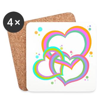 Colorful intertwined hearts for you! - Coasters (set of 4) - white - Front