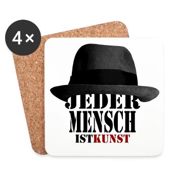 Jeder Mensch ist Kunst | Beuys Hut - Untersetzer (4er-Set) - Weiß - Vorne