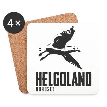 Helgoland Nordsee Insel Motiv Möwe - Untersetzer (4er-Set) - Weiß - Vorne