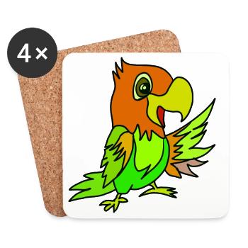 Papageien Farbwirbel - Untersetzer (4er-Set) - Weiß - Vorne