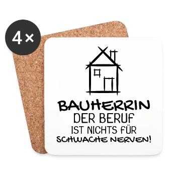 Bauherrin Hausbau Baustelle Richtfest - Untersetzer (4er-Set) - Weiß - Vorne
