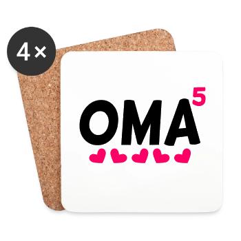 Fünffache Oma - 5 Enkelkinder - Untersetzer (4er-Set) - Weiß - Vorne