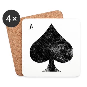 As de pique carte à jouer poker casino - Dessous de verre (lot de 4) - blanc - Devant