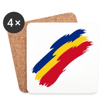 Roumanie drapeau couleurs - Dessous de verre (lot de 4) - blanc - Devant