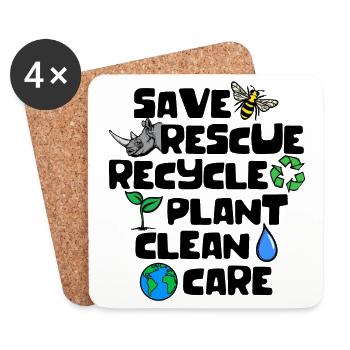 Erde Statement Artenschutz Naturschutz Umwelt - Untersetzer (4er-Set) - Weiß - Vorne