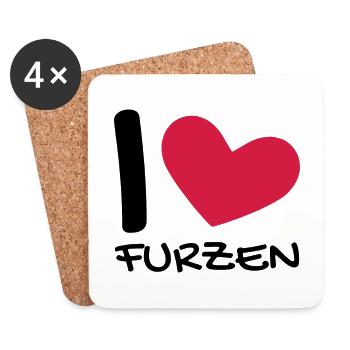Ich liebe Furzen - Untersetzer (4er-Set) - Weiß - Vorne