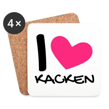 Ich liebe Kacken - Untersetzer (4er-Set) - Weiß - Vorne