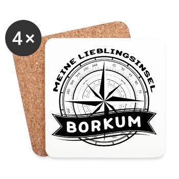 Borkum - Meine Lieblingsinsel - Untersetzer (4er-Set) - Weiß - Vorne
