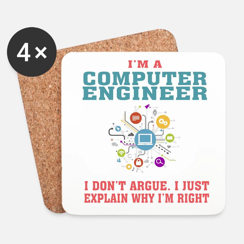 Lustiges Computer Engineering Zitat für Computer Engi - Untersetzer (4er-Set) - Weiß