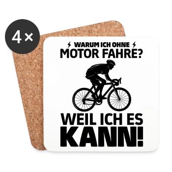 Warum ich ohne Motor fahre weil ich es kann Biker - Untersetzer (4er-Set) - Weiß - Vorne